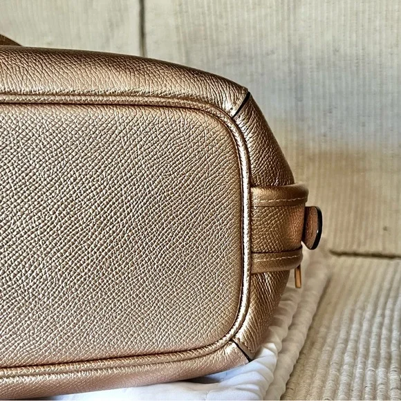 Coach Rose Gold Metallic Leather Prince Street Satchel with Turn-Lock Detail - Picture 8 of 16